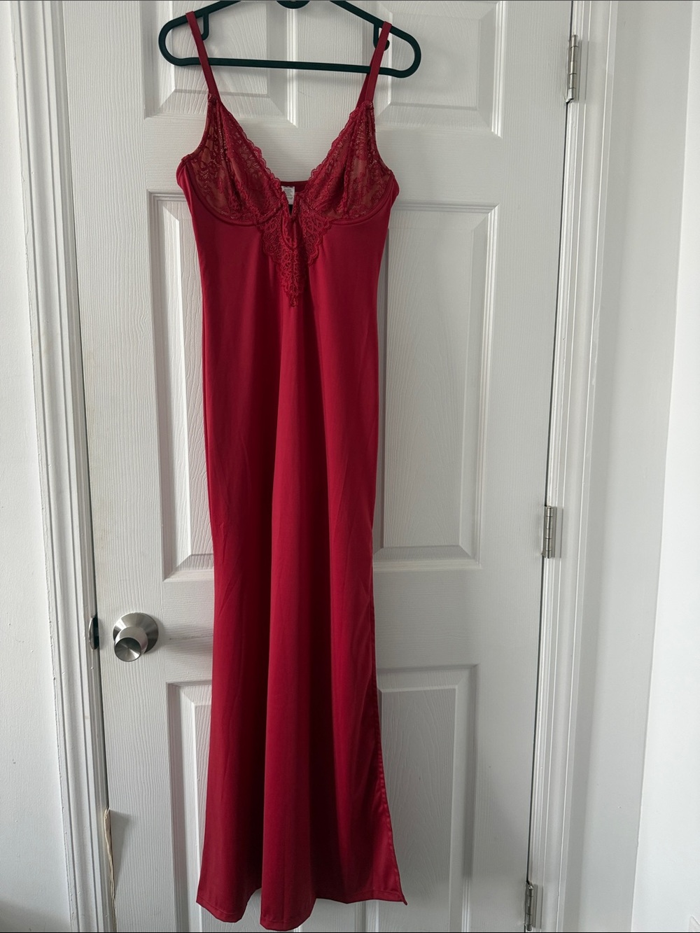 Shapewear Lace V Neck Side Slit Slimming Maxi Slip Dress